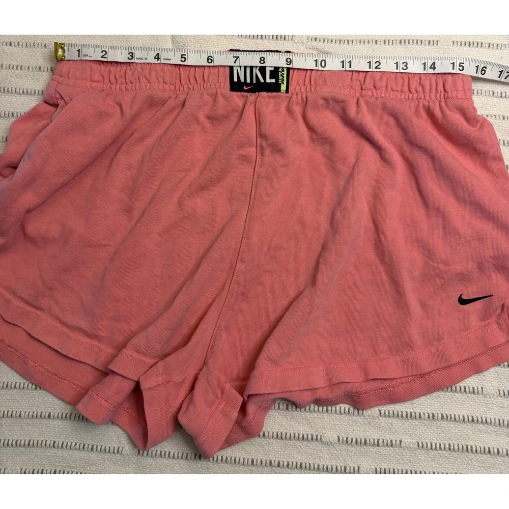 Nike Sportswear Womens Coral Pink Jersey Shorts Elastic Waist Logo Size Large